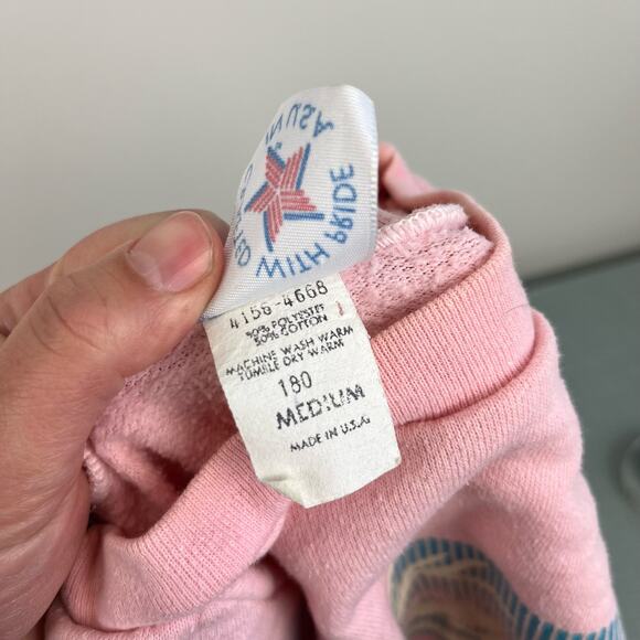 Vintage 80s San Francisco Short Sleeve Pink Sweatshirt Medium USA - Picture 6 of 9